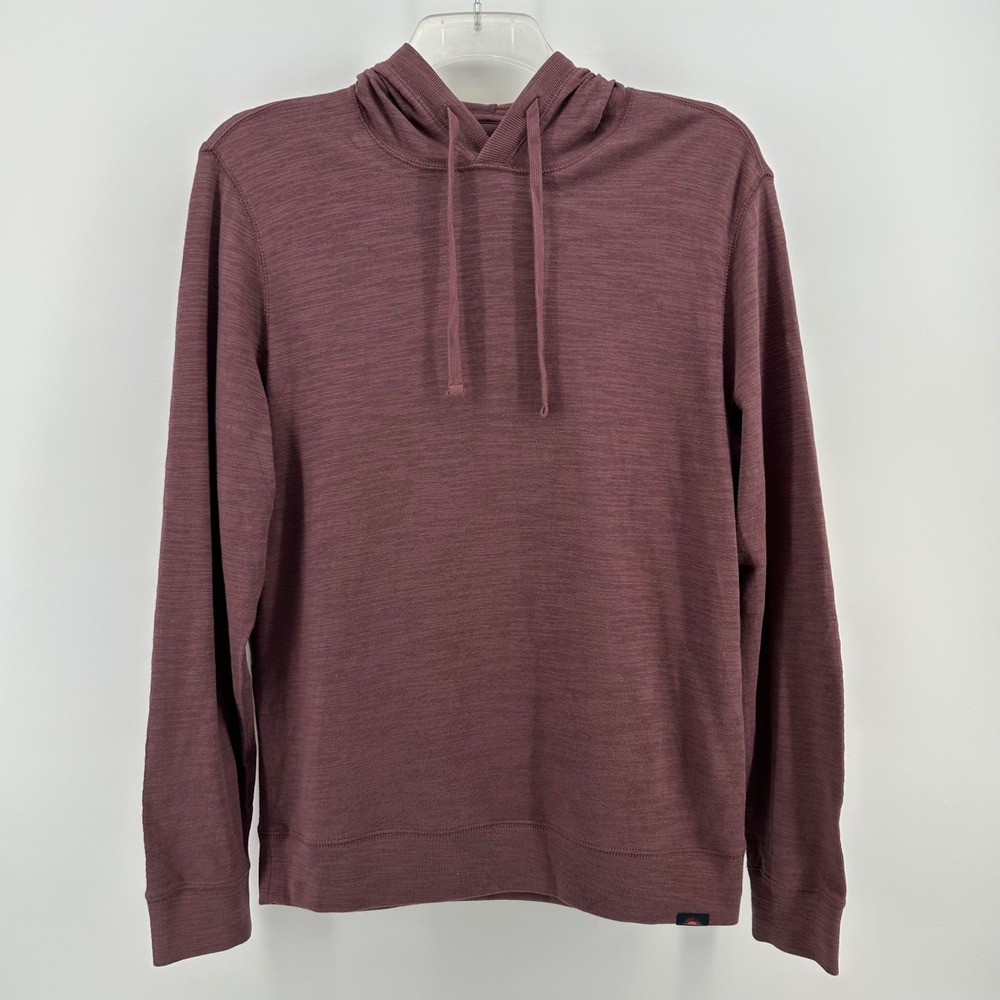 Faherty Sunwashed Slub Hoodie Mens Medium Plum Organic Cotton Knit Pullover